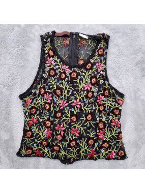 Karen Robertson Beaded Embroidered Tank Top XXS Boho Festival Ren Faire Fairy